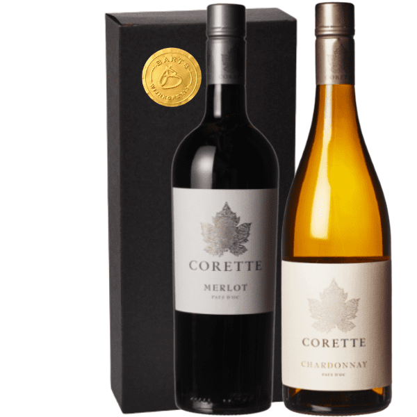 Geschenkdoos 2-fles Corette Chardonnay En Corette Merlot