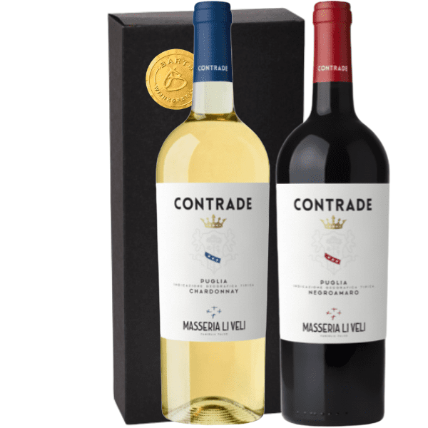 Geschenkdoos 2-flessen Contrade Chardonnay – Contrade Negroamaro