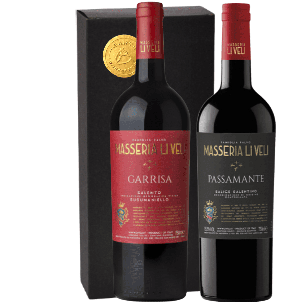 Geschenkdoos 2-flessen Li Veli Garissa Susumaniello – Li Veli Passamante