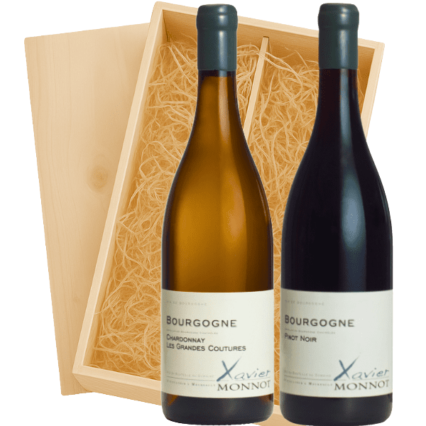 Geschenkkist 2-flessen Xavier Monnot Bourgogne Chardonnay – Pinot Noir