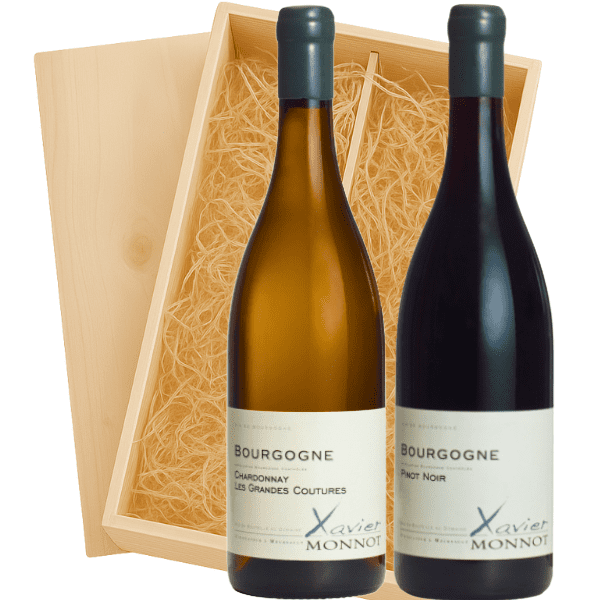Geschenkkist 2-flessen Xavier Monnot Bourgogne Chardonnay – Pinot Noir