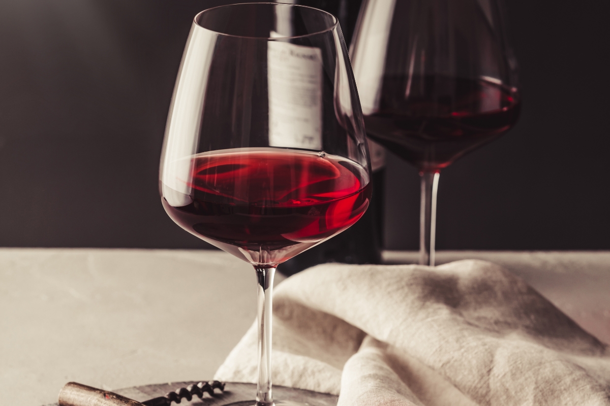 Glas soepele rode wijn