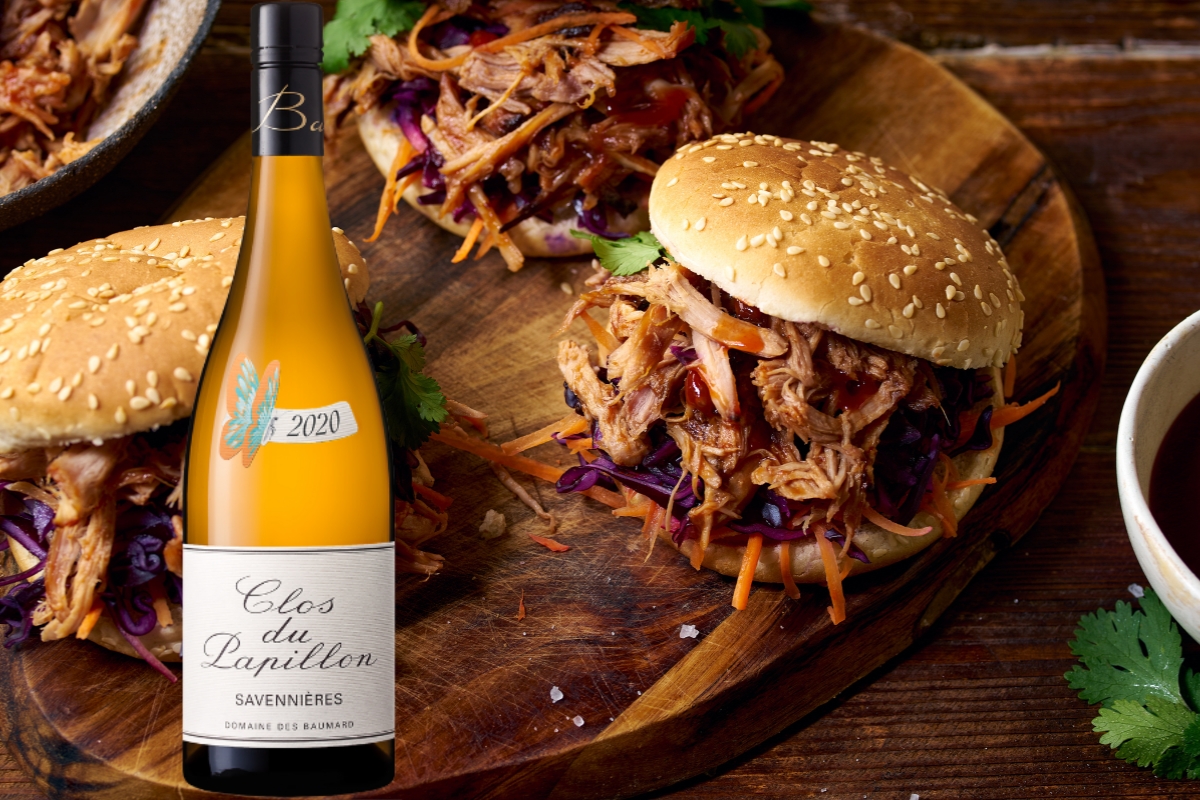 Broodje pulled porc met Baumard Clos du Papillon