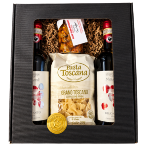 Geschenkverpakking met Nittardi Belcanto Chianti Classico en Toscaanse delicatessen
